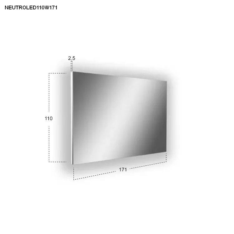 antoniolupi NEUTROLED rechteckiger LED-Spiegel, H:110cm, B:171cm, Lichtfarbe:4000K, neutralweiß-NEUTROLED110W171