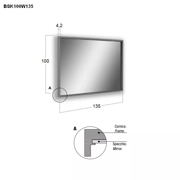 antoniolupi BESPOKE rechteckiger LED-Spiegel, 4000K-BSK100W135