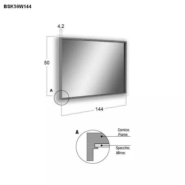 antoniolupi BESPOKE rechteckiger LED-Spiegel, 4000K-BSK50W144