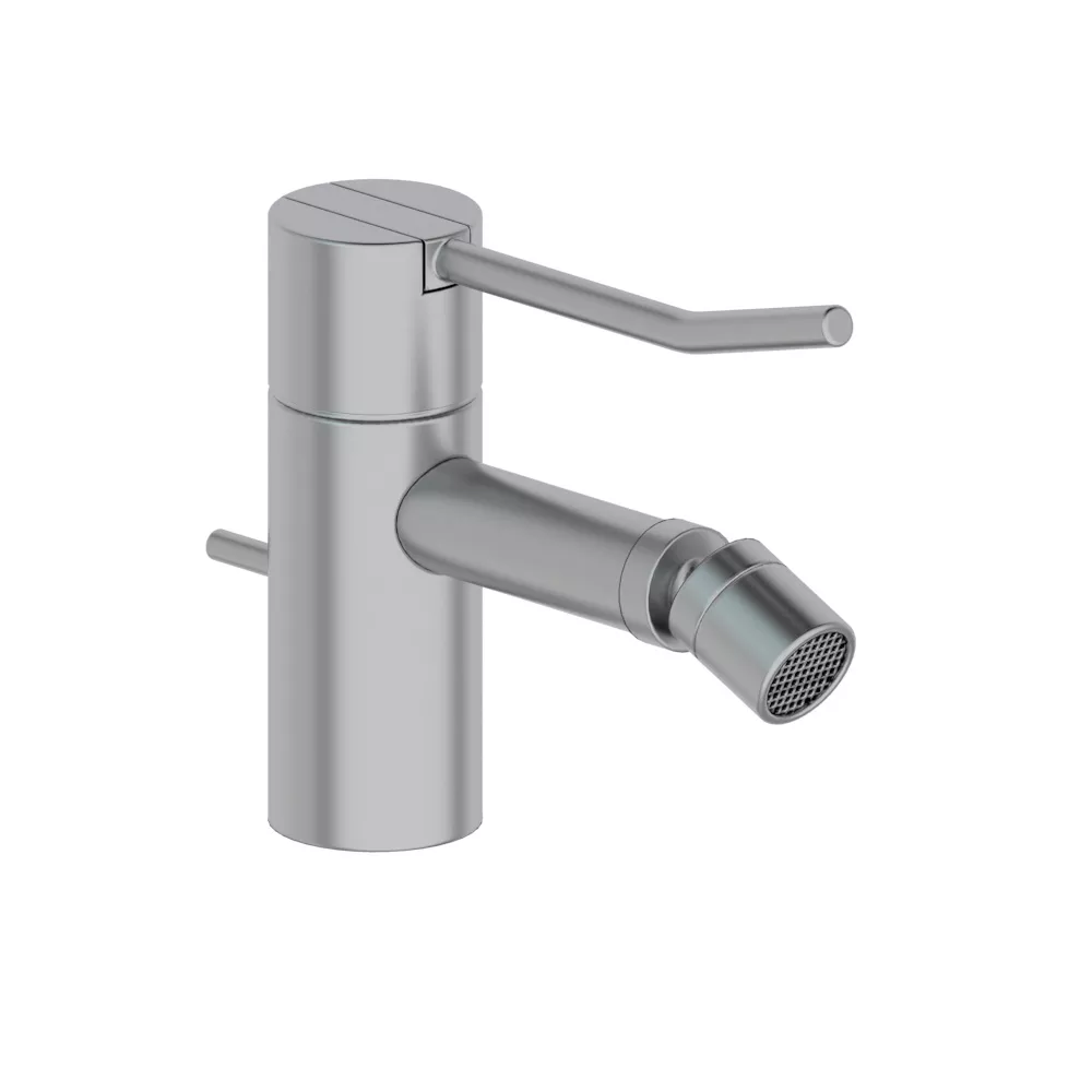 vola HV4L Bidet-Einhebelmischer, Höhe:120mm, Ausladung:114mm, mit Ablaufgarnitur, Hebel:100mm, chrom matt-HV4L-20