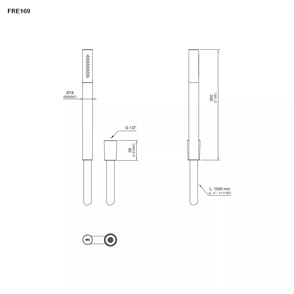 cea FREE Stabhandbrause mit Brausechlauch, edelstahl satiniert, Schlauch weiß-FRE169WS