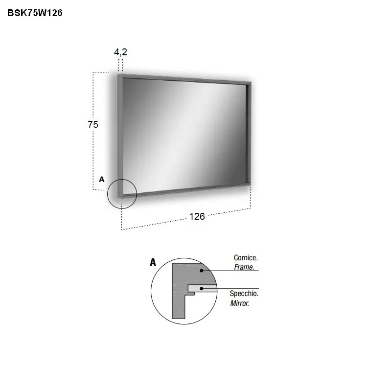 antoniolupi BESPOKE rechteckiger LED-Spiegel, 4000K-BSK75W126