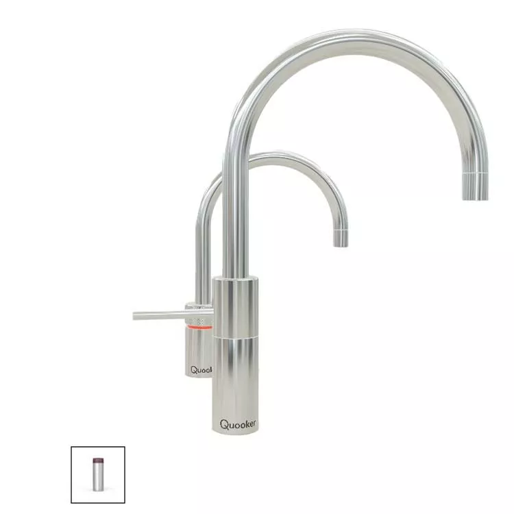 Quooker Nordic Round Twintaps Mischbatterie und Kochendwasserspender für Warmwasseranschluss-3NRCHRTT