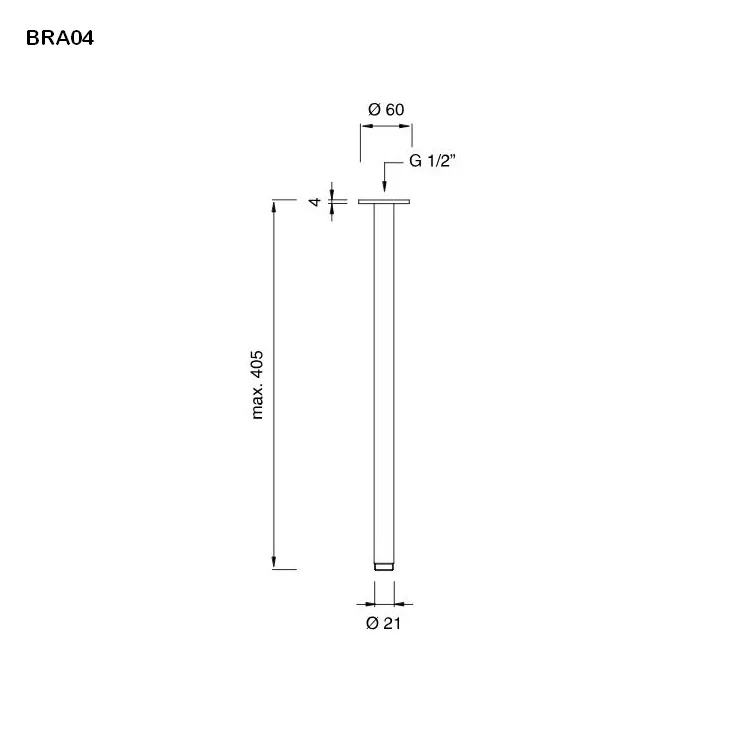 cea BRA 04 Decken-Brausearm, H:400mm, edelstahl satiniert-BRA04S