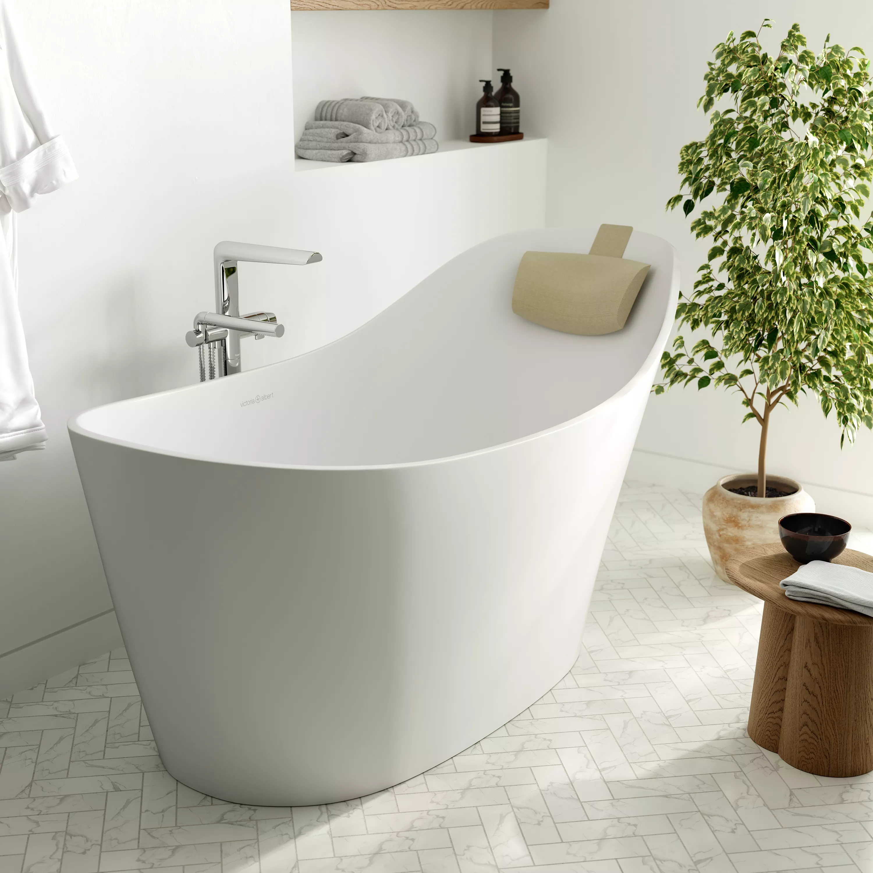 victoria + albert AMALFI freistehende Badewanne, 163x79x86cm-AMLM-N-SM-NO