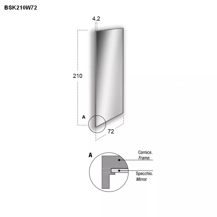 antoniolupi BESPOKE rechteckiger LED-Spiegel, 4000K-BSK210W72