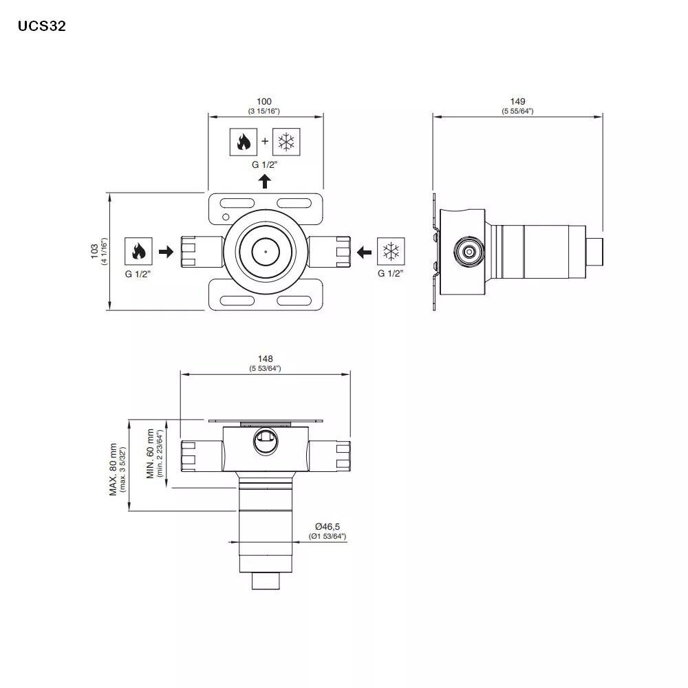 cea Unterputz-Einbauteil-Thermostat, high water flow-UCS32