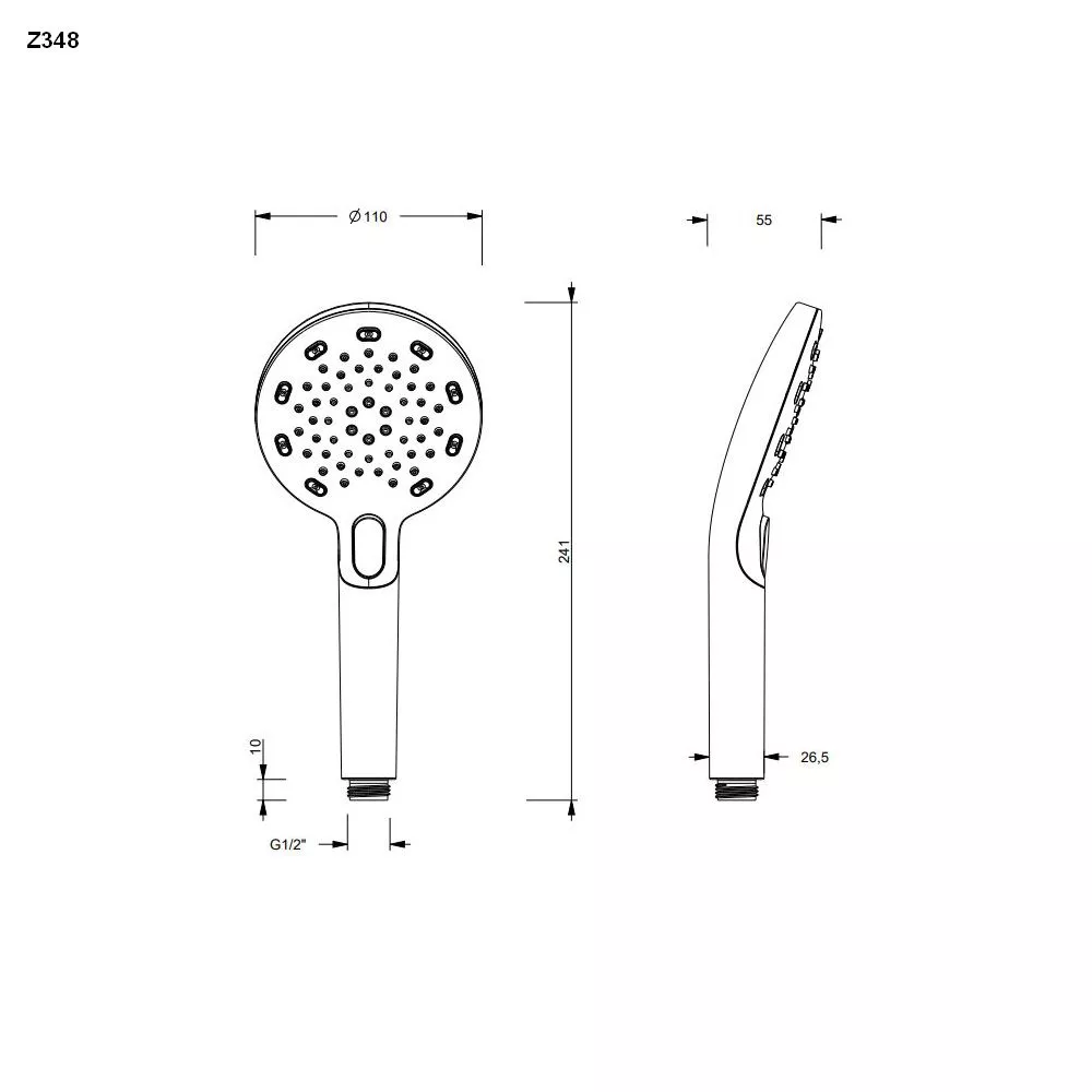 Fantini Kunststoff-Rundkopf-Handbrause, 3-Strahl, D:11cm-9002Z348