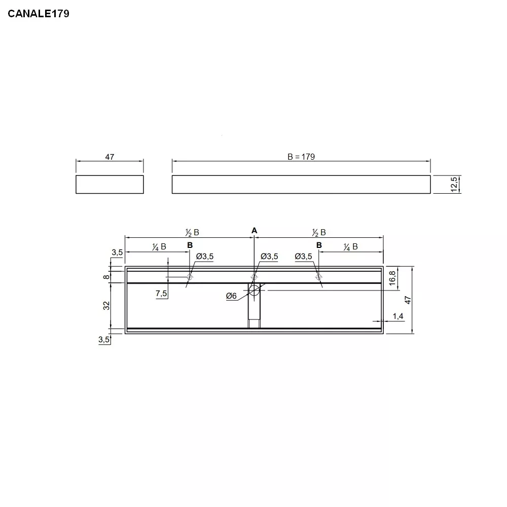 antoniolupi CANALE rechteckiger Wand-Waschtisch, 179x47cm, weiß matt-CANALE179