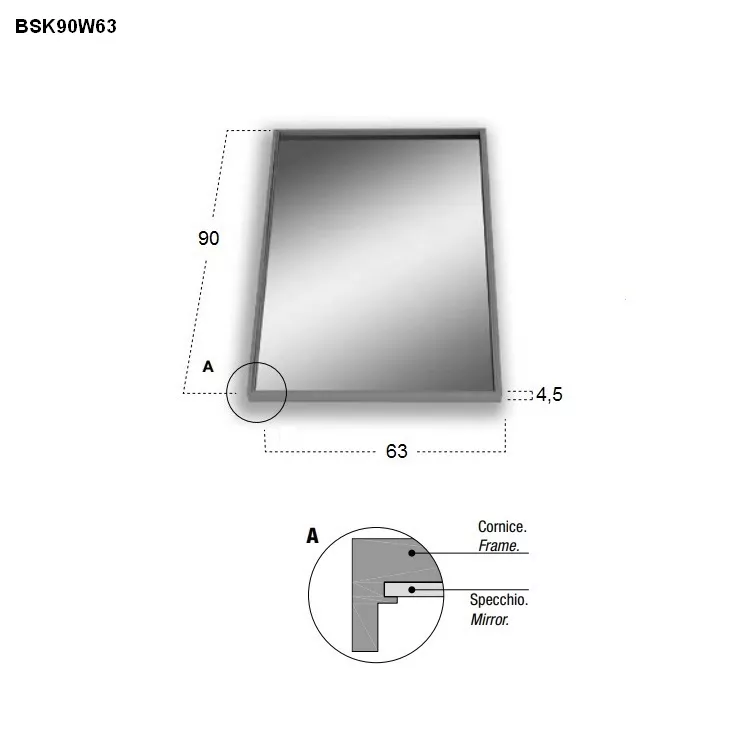 antoniolupi BESPOKE rechteckiger LED-Spiegel, 4000K-BSK90W63