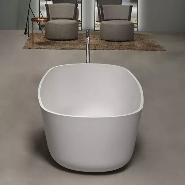 antoniolupi BAÌA Badewanne aus CRISTALPLANT® biobased, 185x90x50cm, weiß matt, Ablaufgarnitur edelstahl satiniert-BAIASA