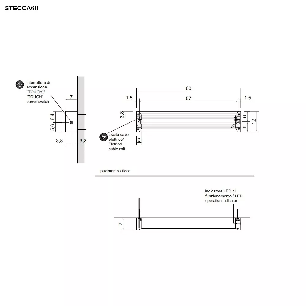 antoniolupi STECCA  Design-Handtuchwärmer, Elektroversion, B:60cm, weiß matt-STECCA60