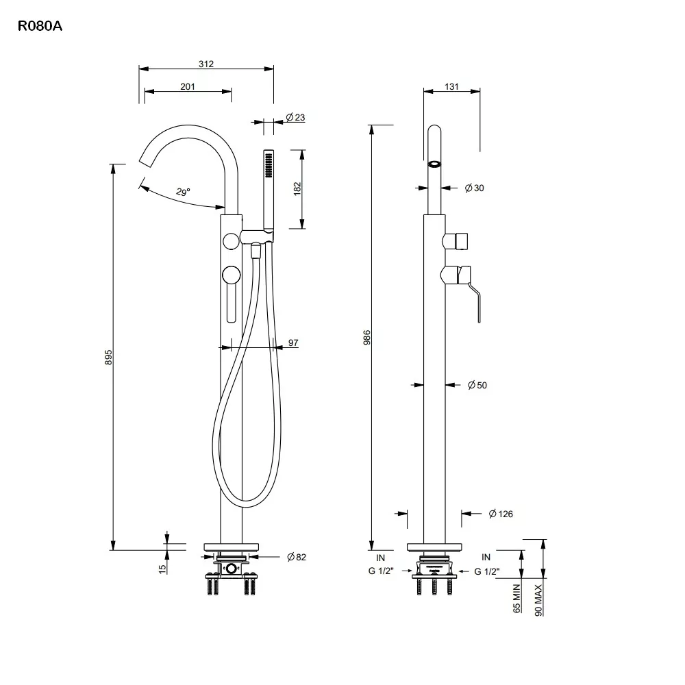 Fantini Unterputz-Einbauteil freistehender Wannenmischer-4400R080A