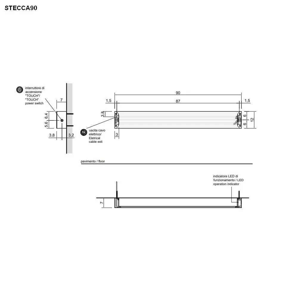 antoniolupi STECCA  Design-Handtuchwärmer, Elektroversion, B:90cm, weiß matt-STECCA90