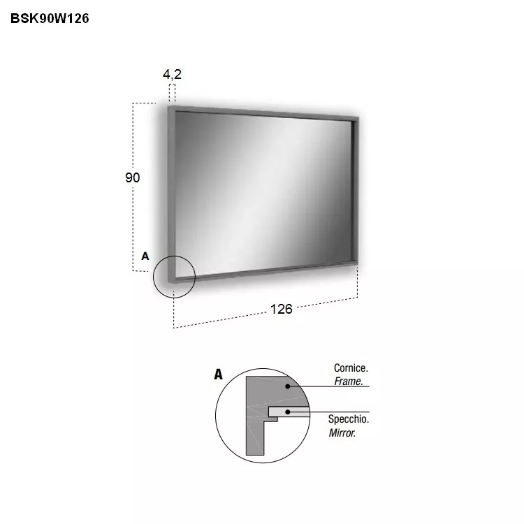 antoniolupi BESPOKE rechteckiger LED-Spiegel, 4000K-BSK90W126