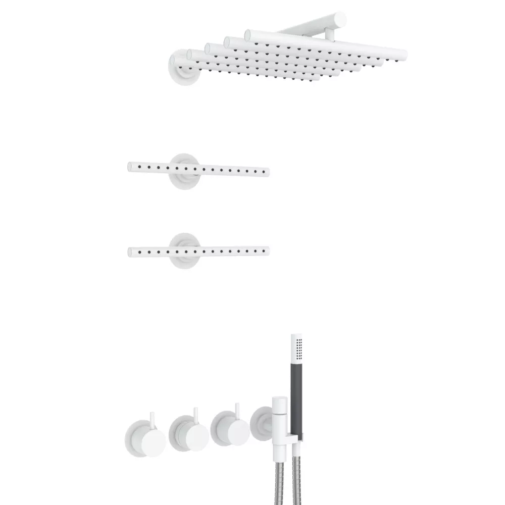 vola Combi-7 Unterputz-Brause-Thermostat mit 3-Wege-Umstellung, Hebel:25mm, weiß matt-Combi-7-28