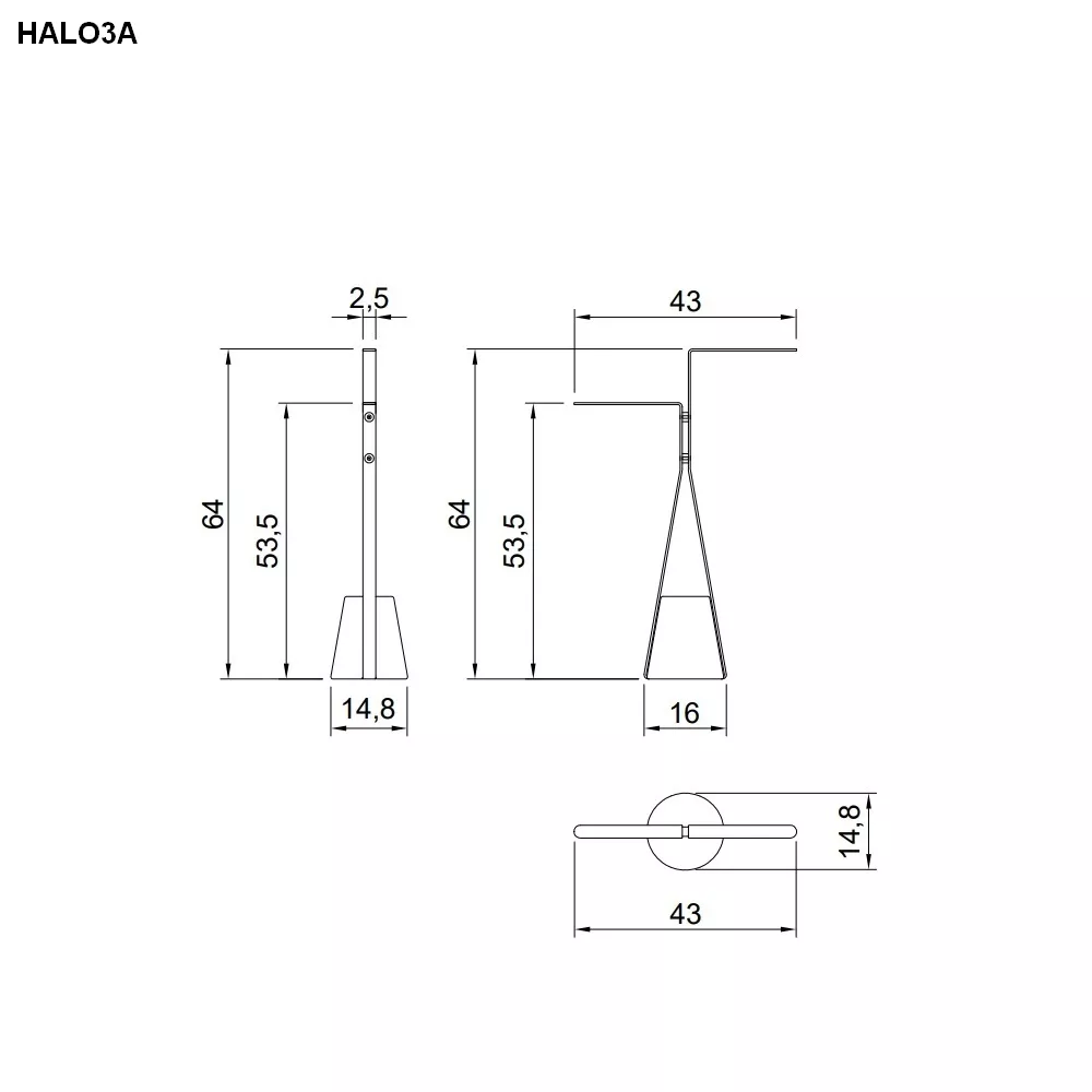 antoniolupi HALO Handtuchständer mit Basis aus Naturstein, 43x16x64cm-HALO3A-5