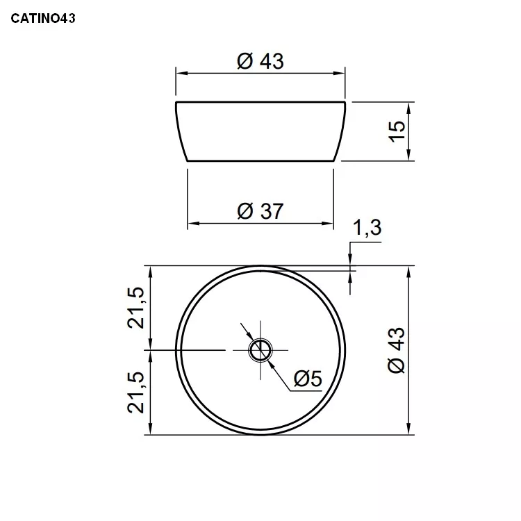 antoniolupi CATINO rundes Aufsatzbecken, D:43cm, weiß matt, Ablaufgarnitur weiß matt-CATINO43