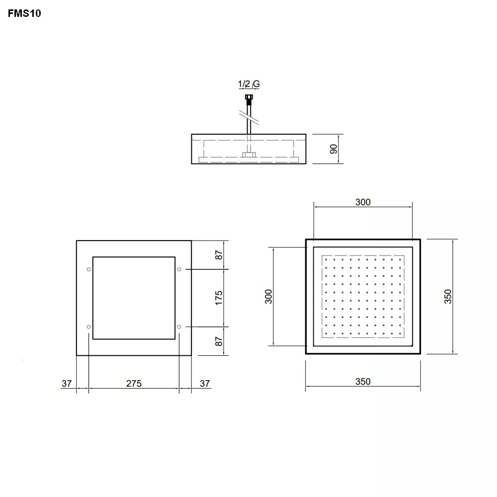 antoniolupi FMS10 Deckenkopfbrause, 35x35cm ohne Beleuchtung, weiß/weiß-FMS10_B