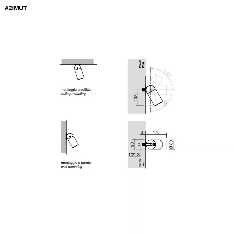 antoniolupi AZIMUT Kopfbrause, D:80mm, edelstahl satiniert-AZIMUTSA