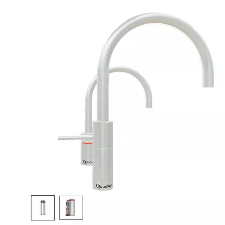 Quooker Nordic Round Twintaps Mischbatterie und Kalt- und Kochendwasserspender für Warmwasseranschluss-3NRRVSTTCUBE