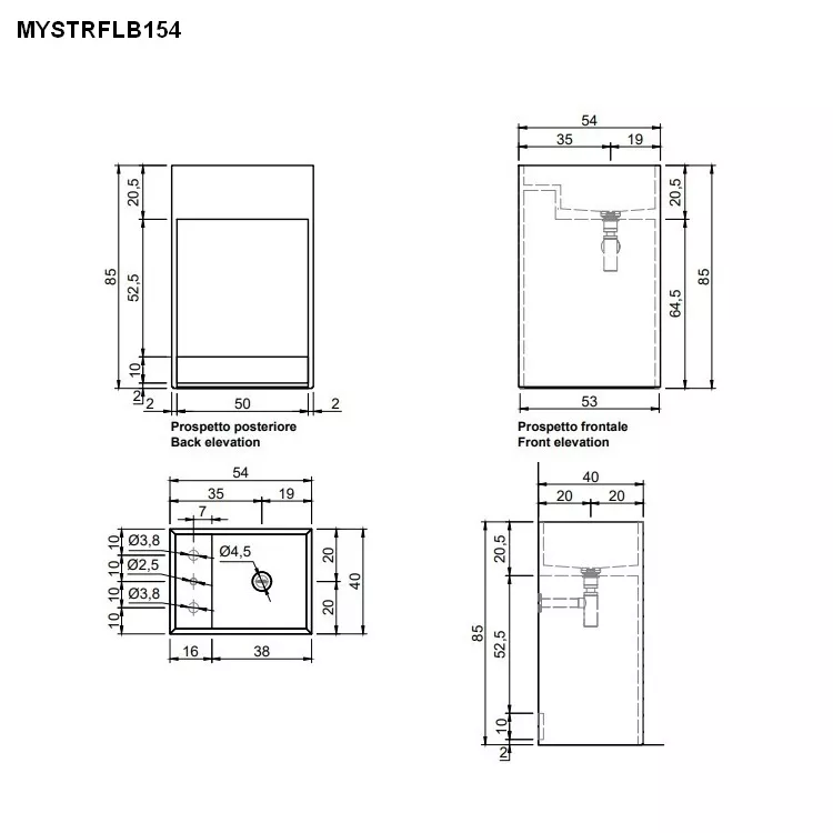 antoniolupi MYSTREET freistehendes Waschbecken aus Naturstein, 54x40x85cm, grigio lavico-MYSTRFLB154-GRIGIOLAVICO