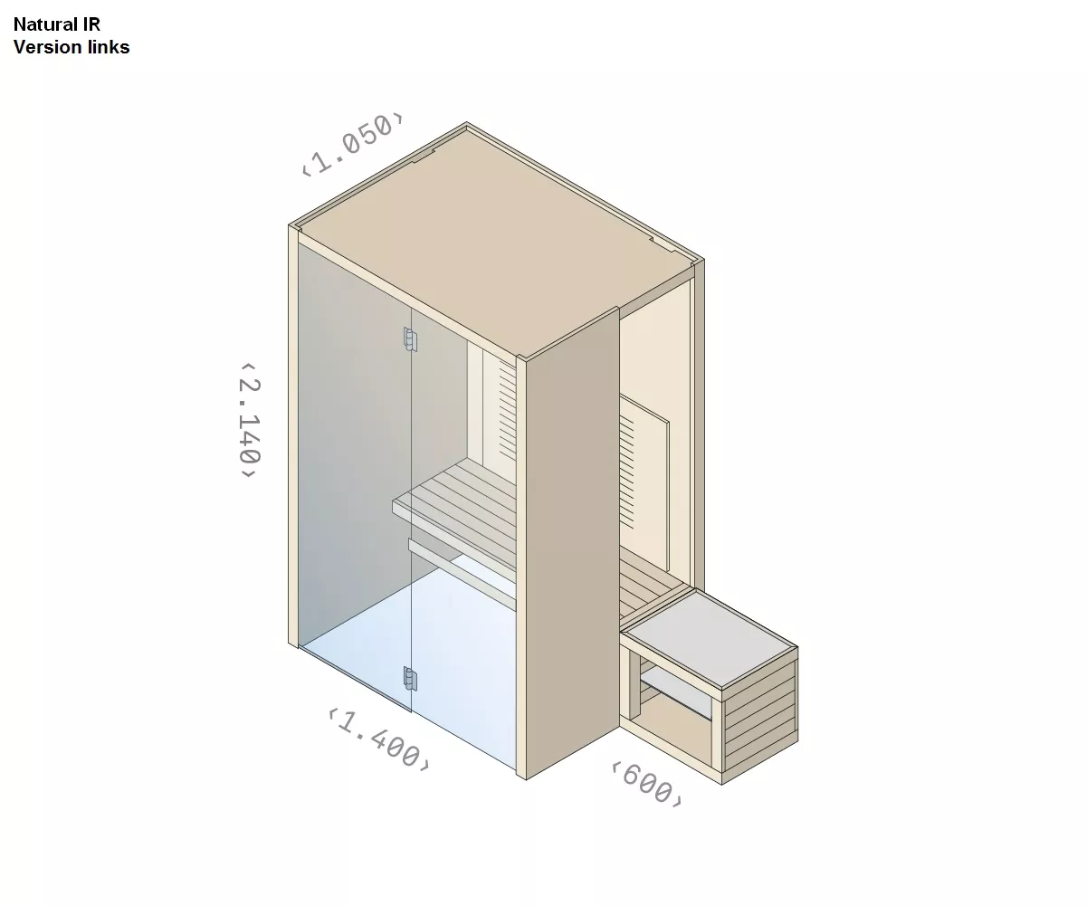 effe NATURAL IR Sauna, B:140cm, H:214cm, T:105cm, thermisch behandeltes Espenholz-NT30000001