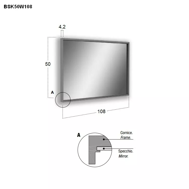 antoniolupi BESPOKE rechteckiger LED-Spiegel, 4000K-BSK50W108