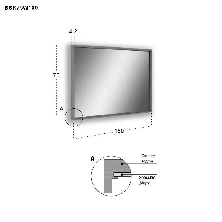 antoniolupi BESPOKE rechteckiger LED-Spiegel, 4000K-BSK75W180