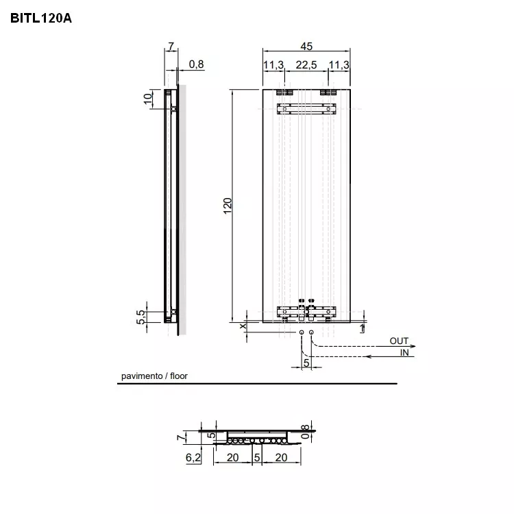 antoniolupi BIT LIGHT Design-Heizkörper, Wasserversion, H:120cm, weiß matt-BITL120AV_BIANCO