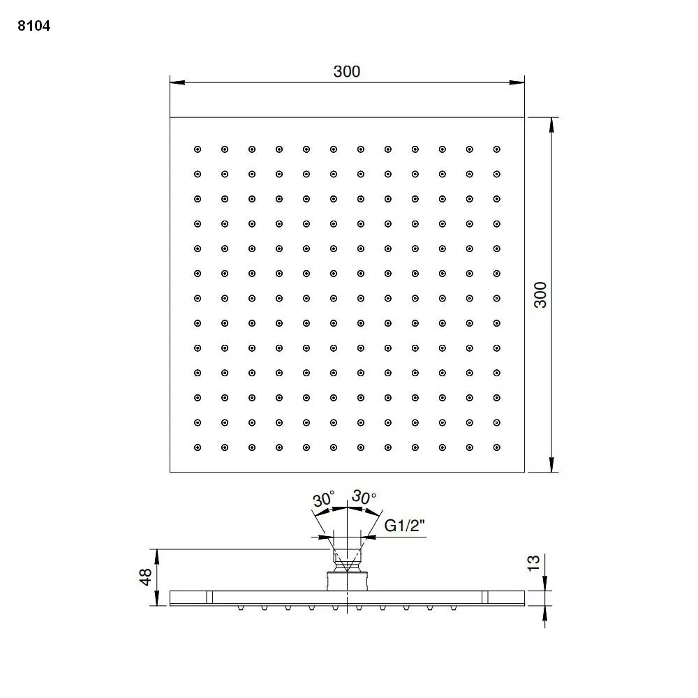 Fantini quadratische Regenkopfbrause aus Kunststoff, 30x30cm-86028104