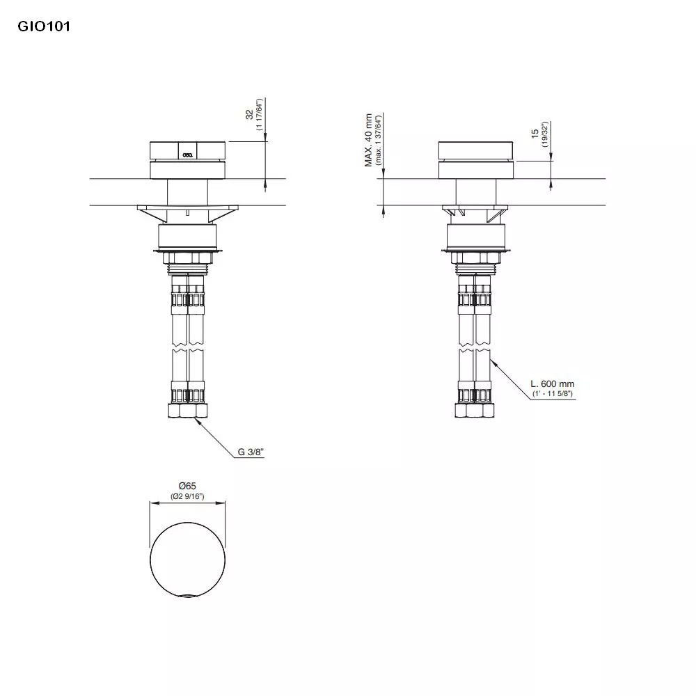 cea GIOTTO PLUS Tisch-Eingriffmischer, edelstahl satiniert-GIO101S