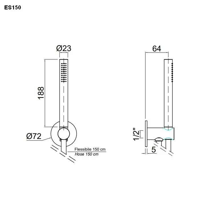 antoniolupi ESSENTIA Brausegarnitur mit Stabhandbrause-ES150SA