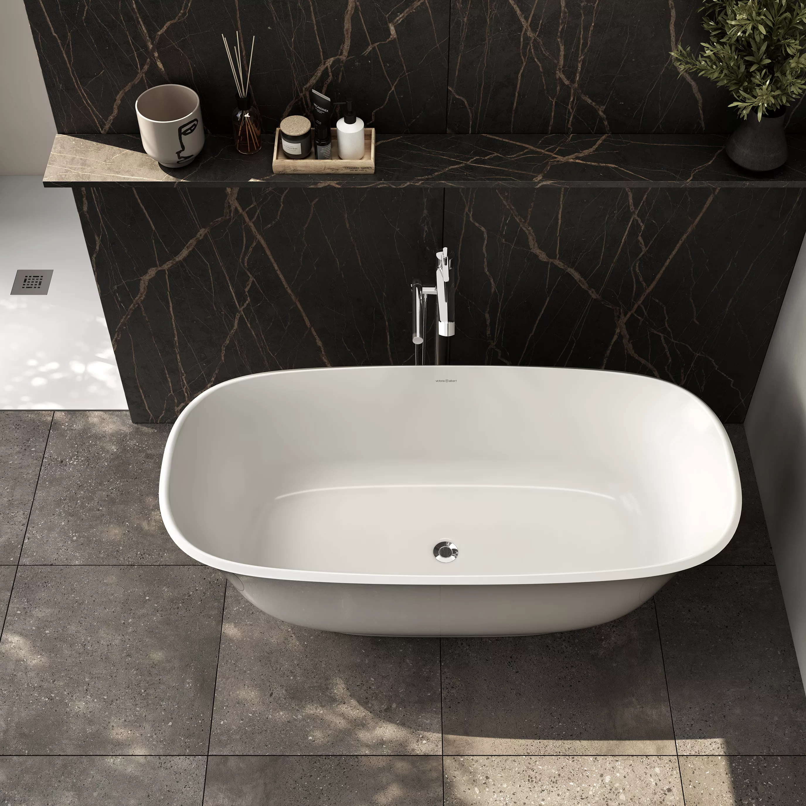 victoria + albert AMIATA freistehende Badewanne, 152x73x55cm-AMT1M-N-SM-NO