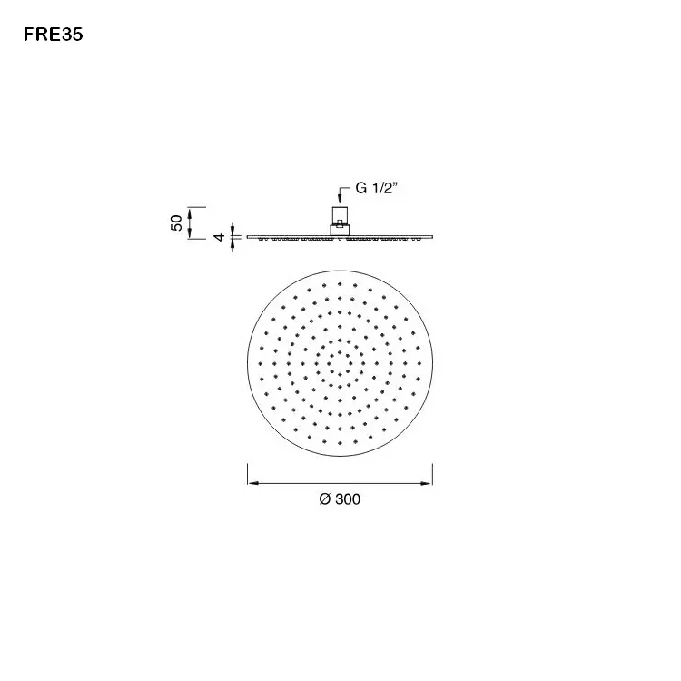 cea FRE 35 runde Kopfbrause, slim, D:300mm, edelstahl satiniert-FRE35S