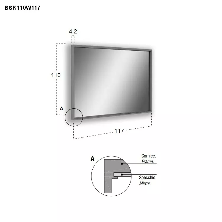 antoniolupi BESPOKE rechteckiger LED-Spiegel, 4000K-BSK110W117