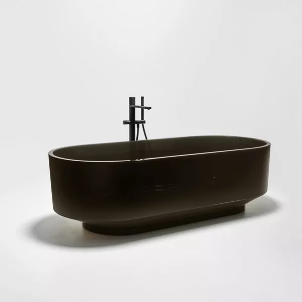 antoniolupi BORGHI freistehende Badewanne aus Cristalmood®, 180x75x53cm, nebbia, Ablaufgarnitur chrom-BORGHI180LU_NEBBIA