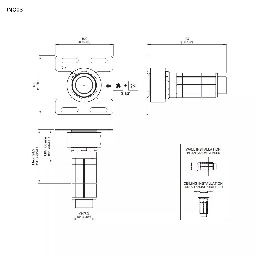 cea Unterputz-Einbauteil-INC03