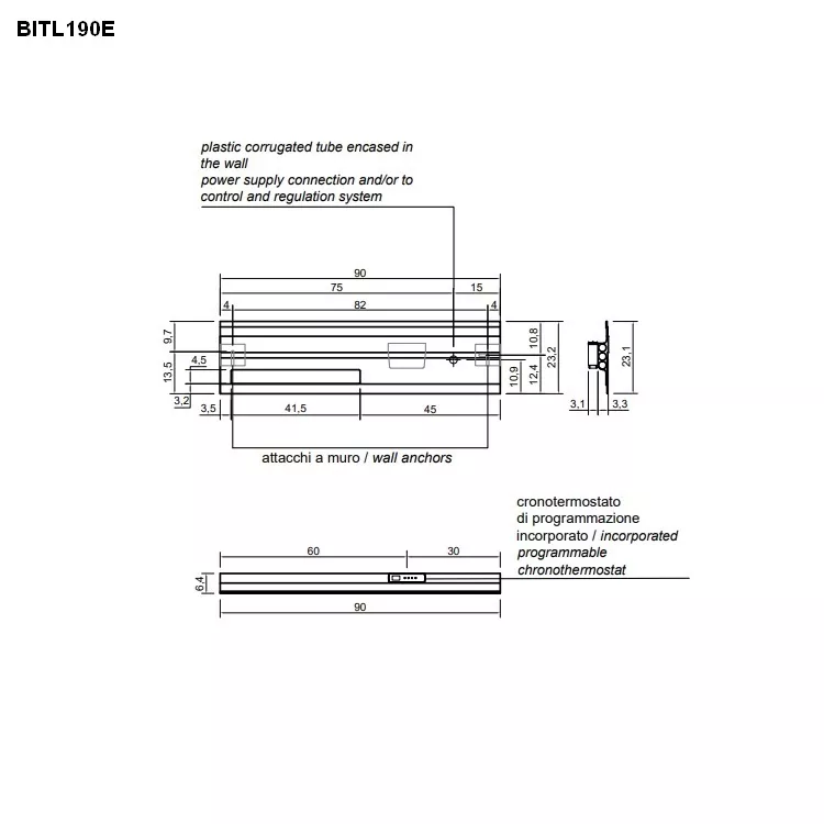 antoniolupi BIT LIGHT Design-Heizkörper, Elektroversion, B:90cm, weiß matt-BITL190EV_BIANCO