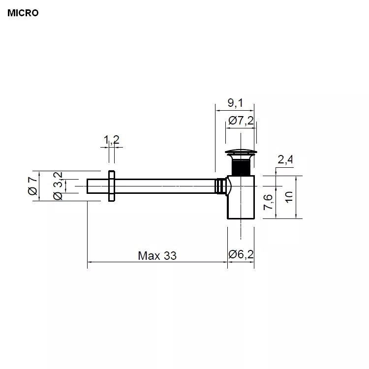 antoniolupi MICRO extraflacher nicht verstellbarer Siphon, edelstahl satiniert-MICROSA