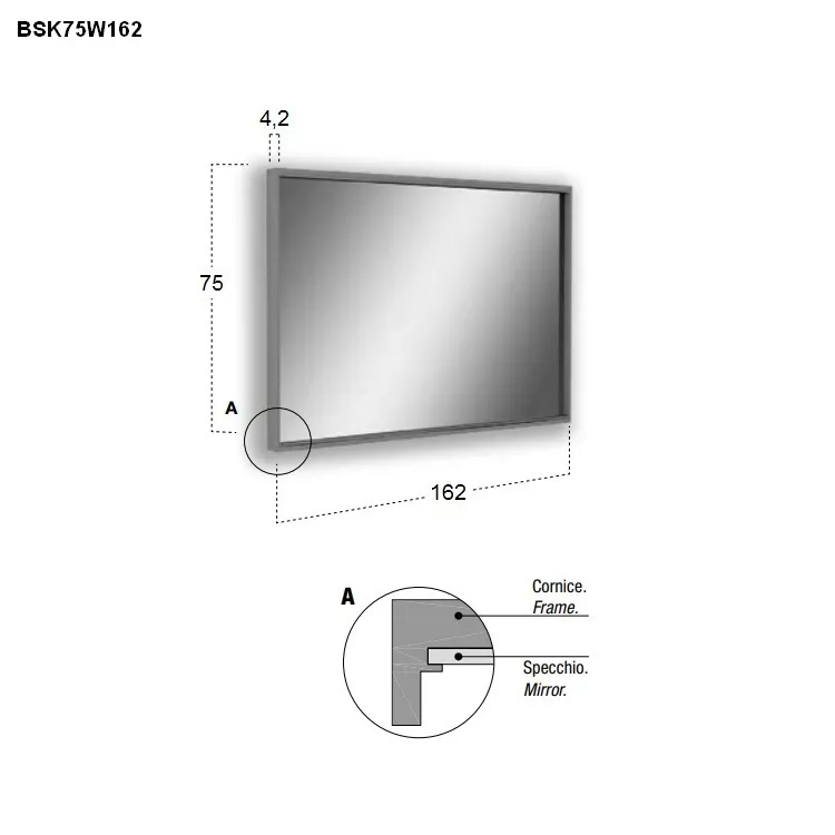 antoniolupi BESPOKE rechteckiger LED-Spiegel, 4000K-BSK75W162