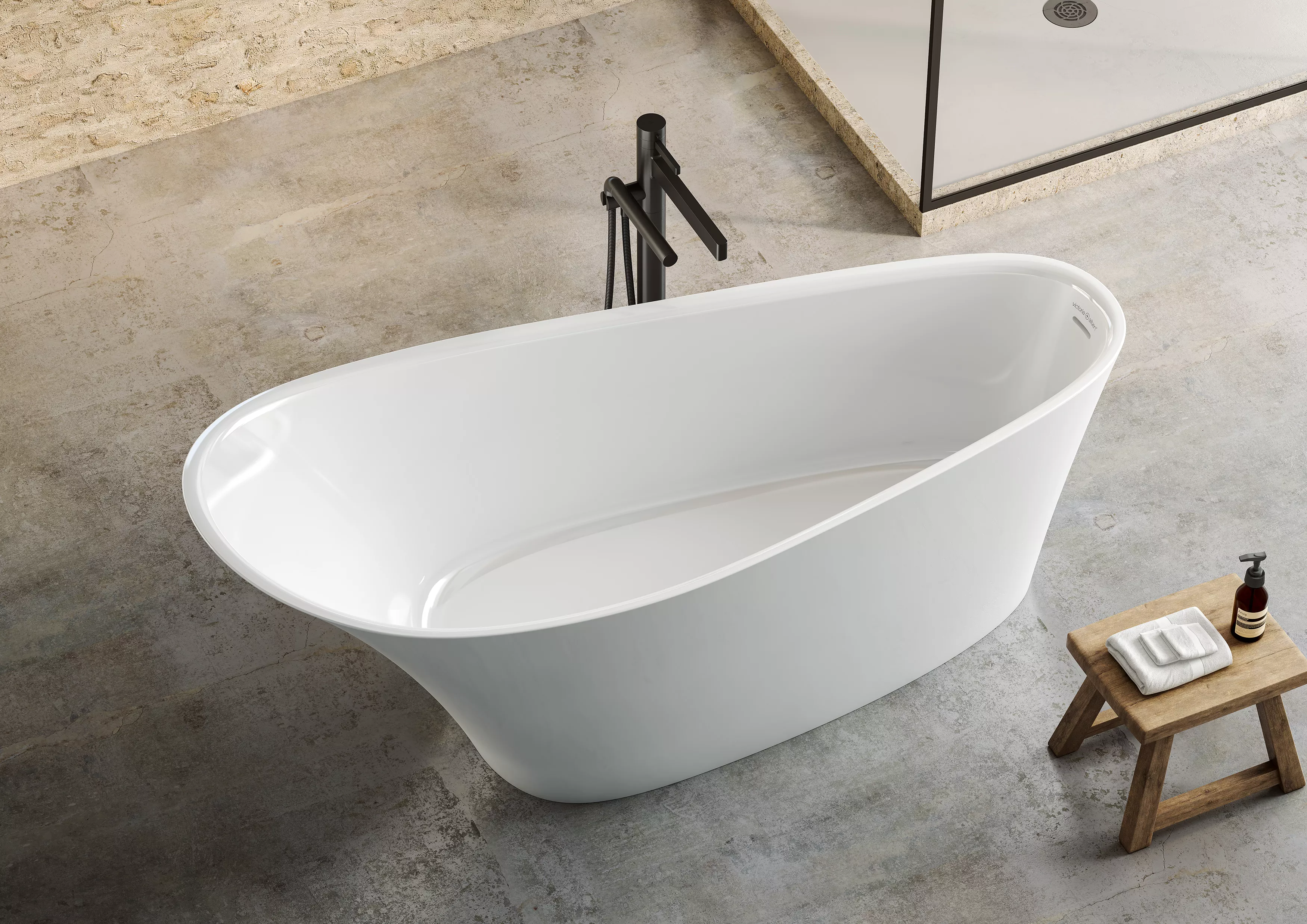 victoria + albert LEDRO freistehende Badewanne mit Überlauf-LED-N-SW-IO