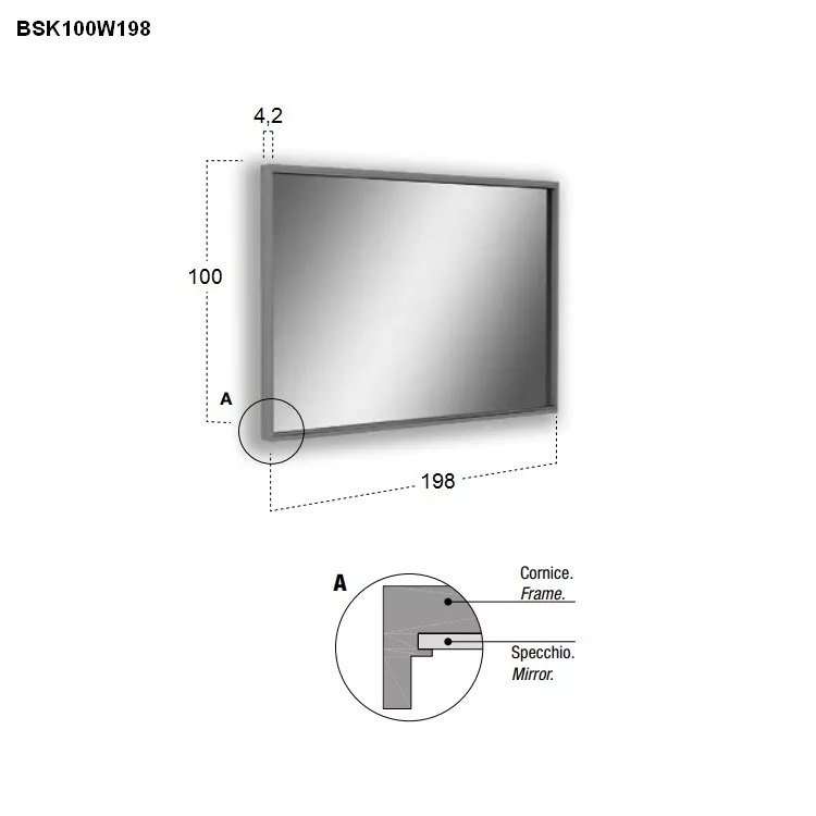 antoniolupi BESPOKE rechteckiger LED-Spiegel, 4000K-BSK100W198