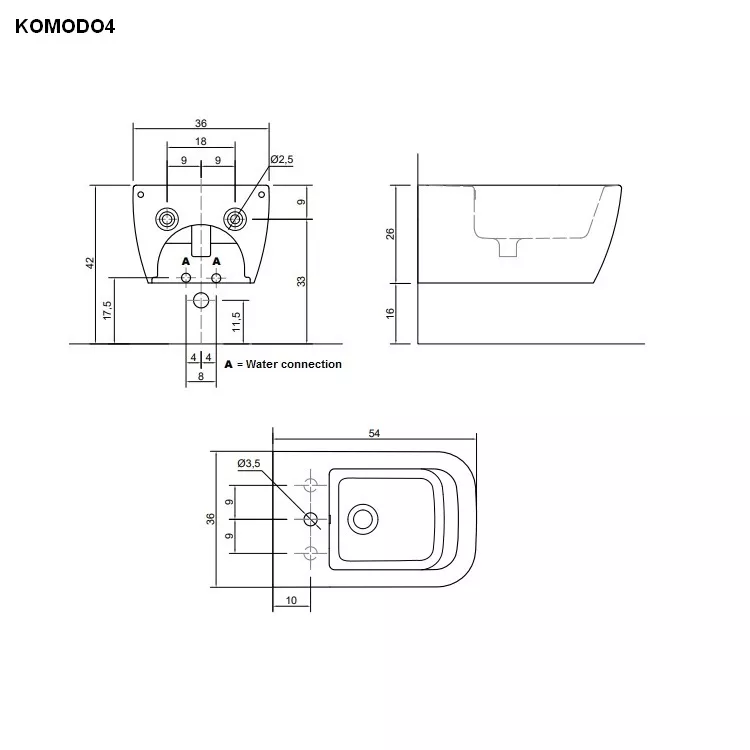 antoniolupi KOMODO 4 Wand-Bidet, weiß matt-KOMODO4