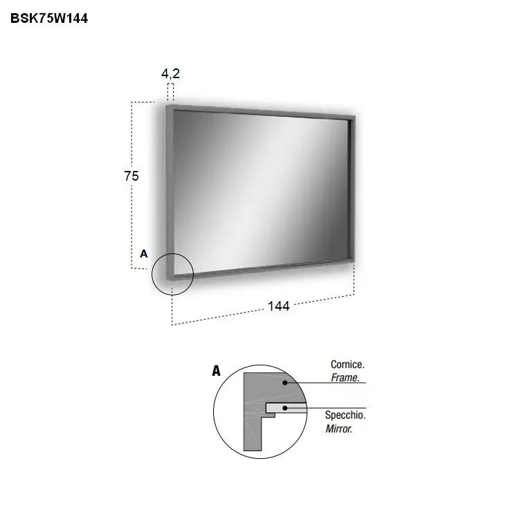 antoniolupi BESPOKE rechteckiger LED-Spiegel, 4000K-BSK75W144