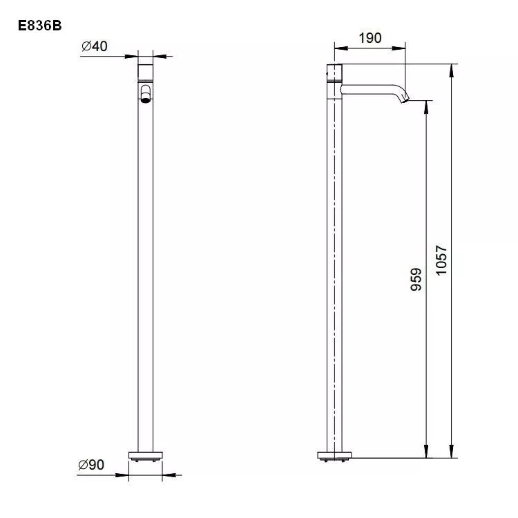 Fantini NOSTROMO freistehender Waschtisch-Eingriffmischer, Griff mit Hebel-5002E836B