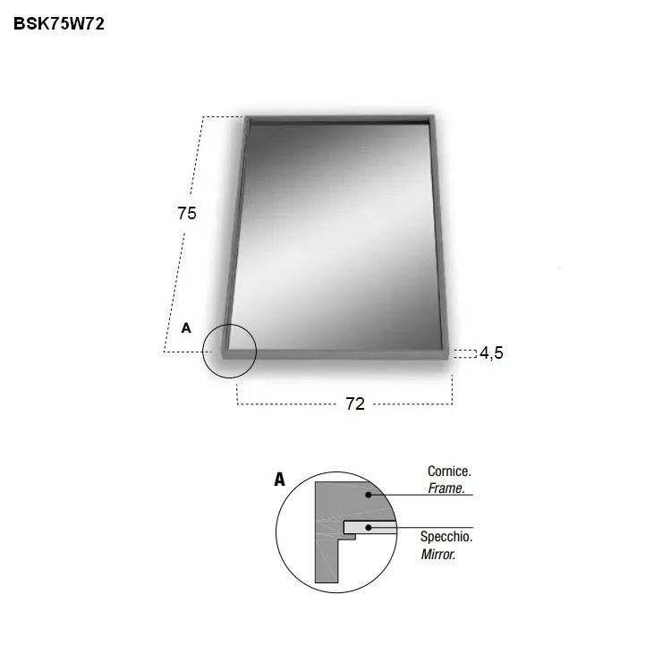 antoniolupi BESPOKE rechteckiger LED-Spiegel, 4000K-BSK75W72