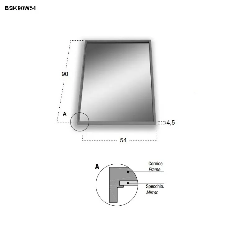 antoniolupi BESPOKE rechteckiger LED-Spiegel, 4000K-BSK90W54