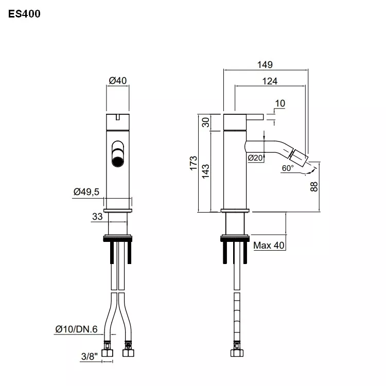 antoniolupi ESSENTIA Stand-Bidet-Eingriffmischer-ES400SA