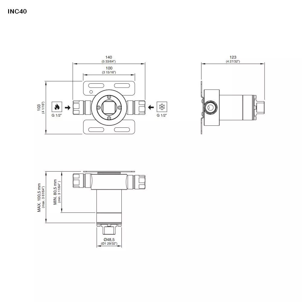 cea Unterputz-Einbauteil-INC40